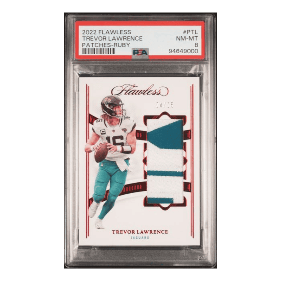 Trevor Lawrence PSA 8 2022 Panini Flawless Patches - Ruby Card #PTL