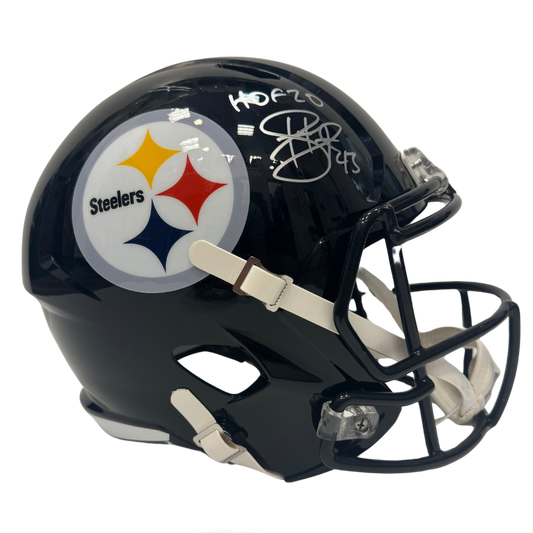 Troy Polamalu Pittsburgh Steelers Autographed F/S Speed Rep Helmet w/HOF 20 Inscription - Beckett COA