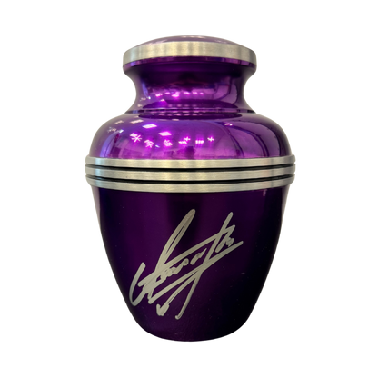 Undertaker WWE Autographed Purple Small Size Urn - JSA COA