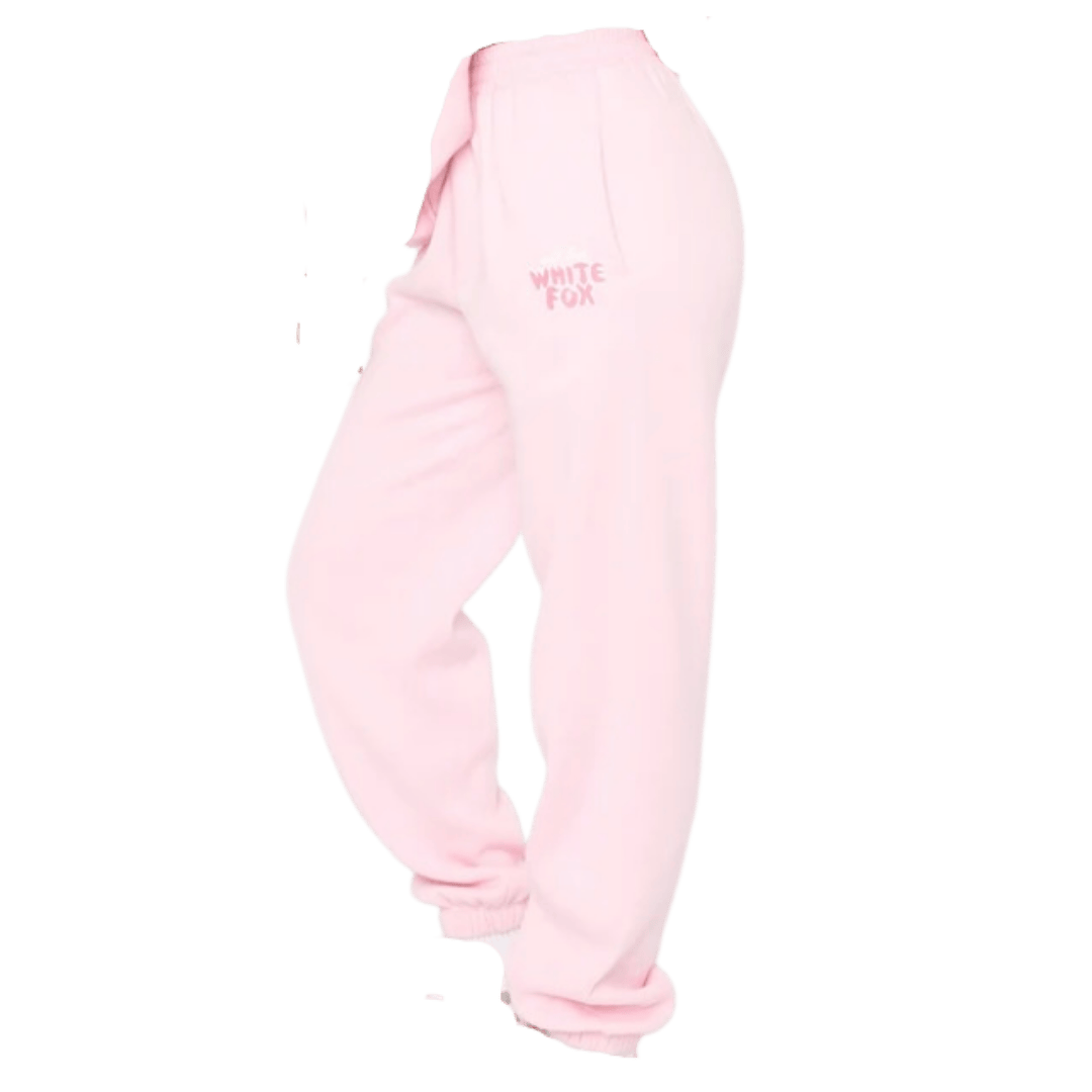 White Fox With Love Always Sweatpant -Baby Pink