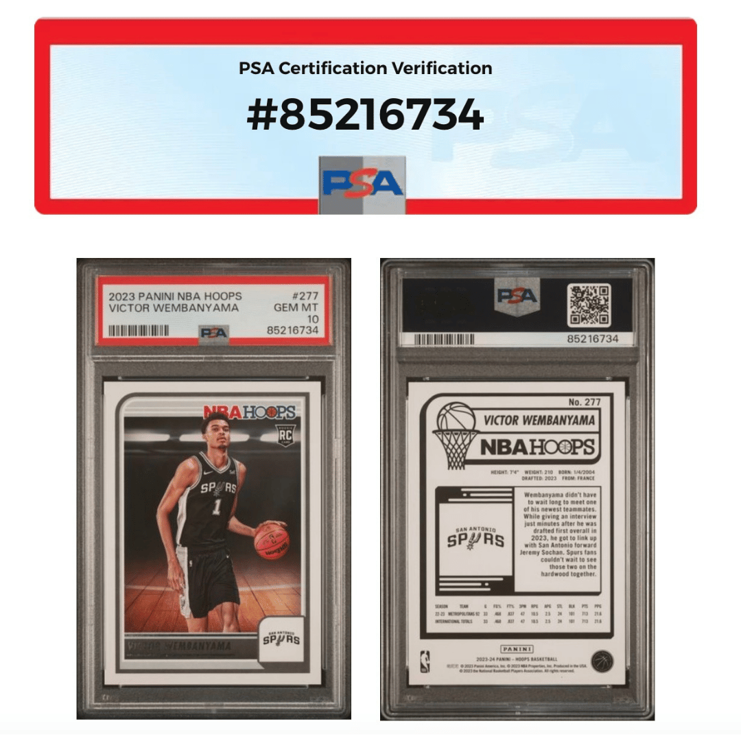 Victor Wembanyama PSA 10 2023 Panini Hoops Rookie RC Card #277