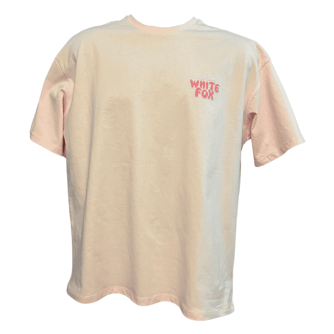 White Fox With Love Always Oversized Tee - Baby Pink