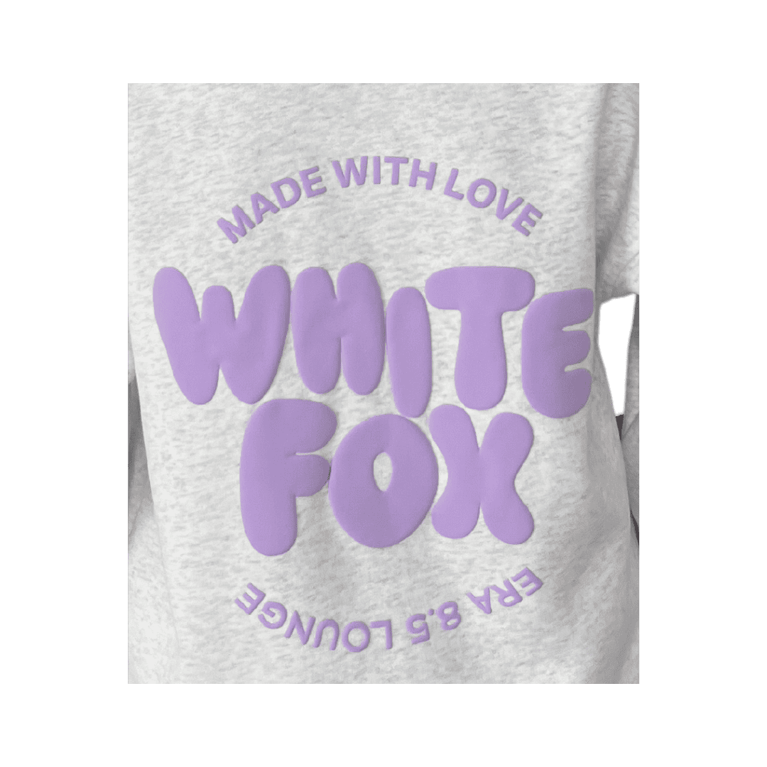 White Fox With Love For You Oversized Hoodie - Grey Marle