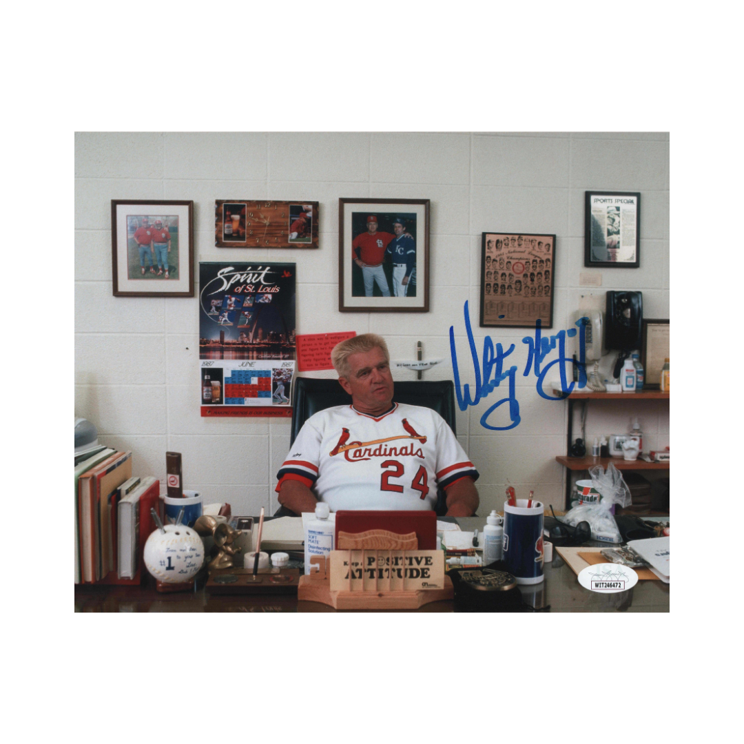 Whitey Herzog St Louis Cardinals Autographed Desk 8x10 Photo - JSA COA