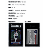 Yoshinobu Yamamoto SGC 9.5 2024 Bowman Chrome Mega Box Navy Mojo Refractor #D 103/175 Rookie RC Card #36