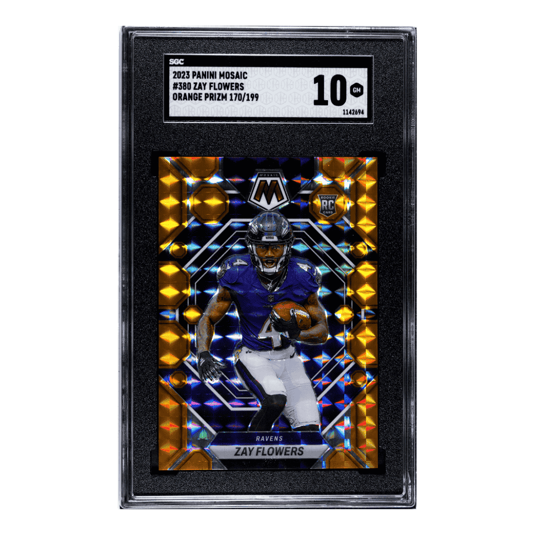 Zay Flowers SGC 10 2023 Panini Mosaic Orange Prizm Rookie RC 170/199 #380