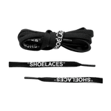 Fan Cave Standard Shoelaces - Black with White Text