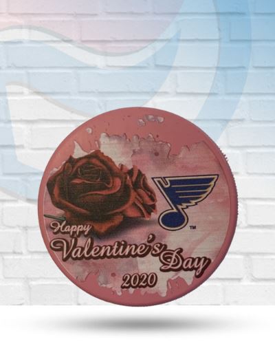 St Louis Blues 2020 Valentine's Day Logo Puck Sports Memorabilia Sherwood 